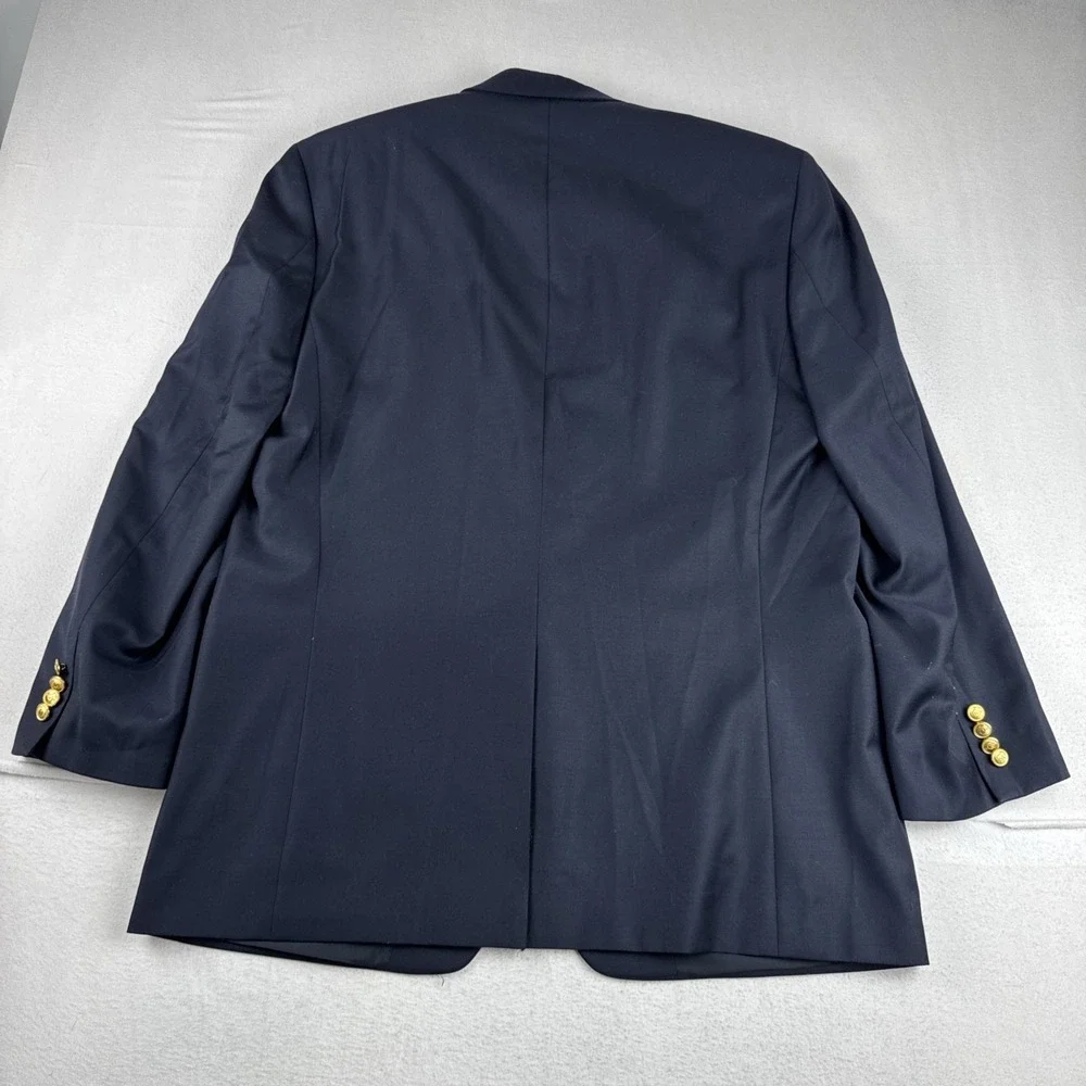 Lauren Ralph Lauren Mens Black Blazer 46L  Gold Buttons Wool Classic Office